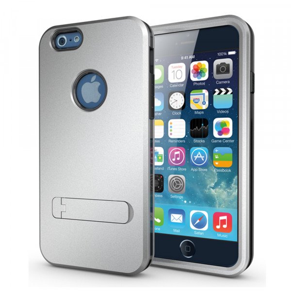 Wholesale Apple iPhone 5 5S Strong Armor Hybrid with Stand (Silver)